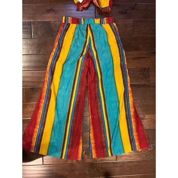 NWT Cider Wild West Boho bohemian summer wide leg & tube top set size XL - Picture 5 of 7